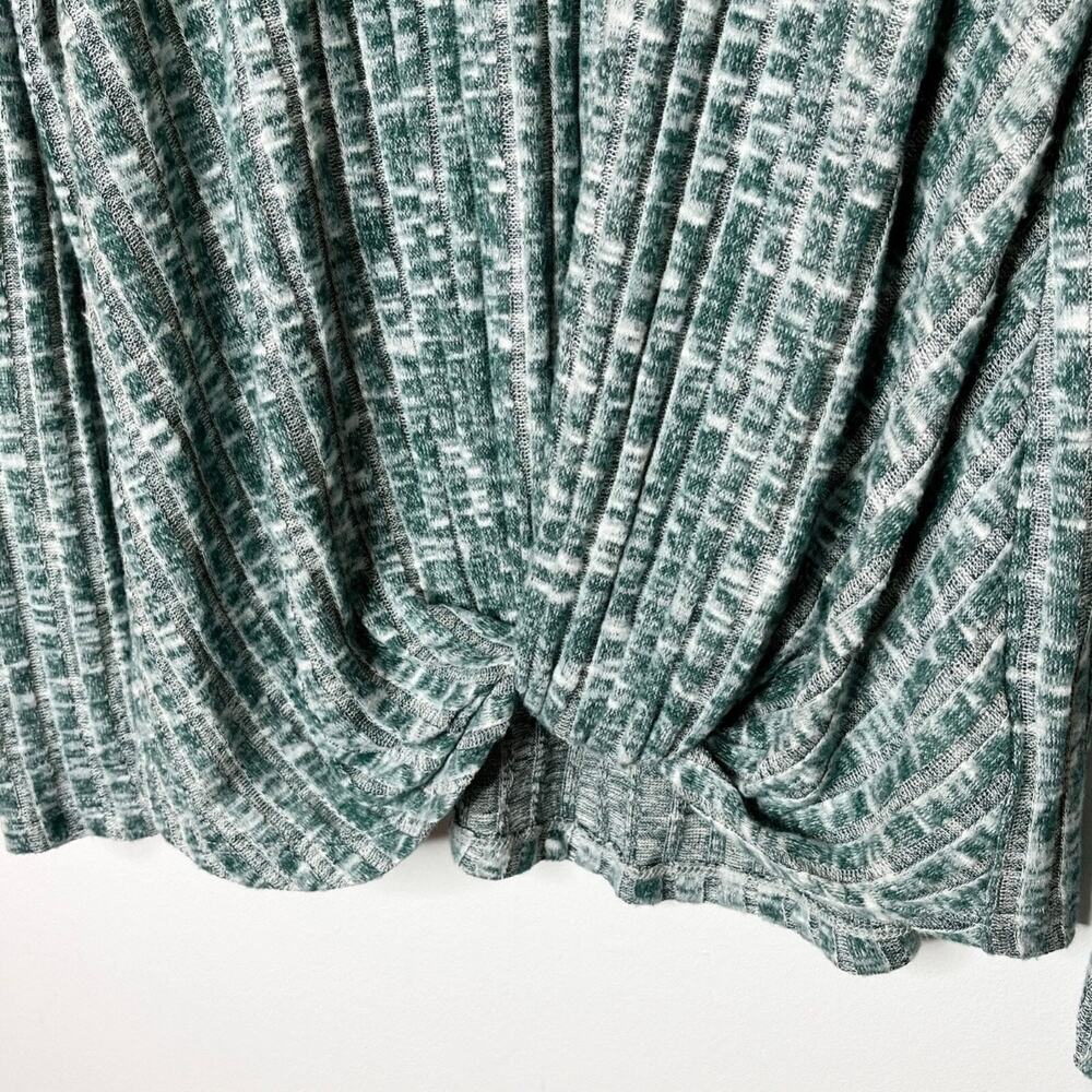 Bobeau Women's Knit Top Size XS Heathered Green Knot Front Ribbed Long Sleeve - Picture 4 of 7